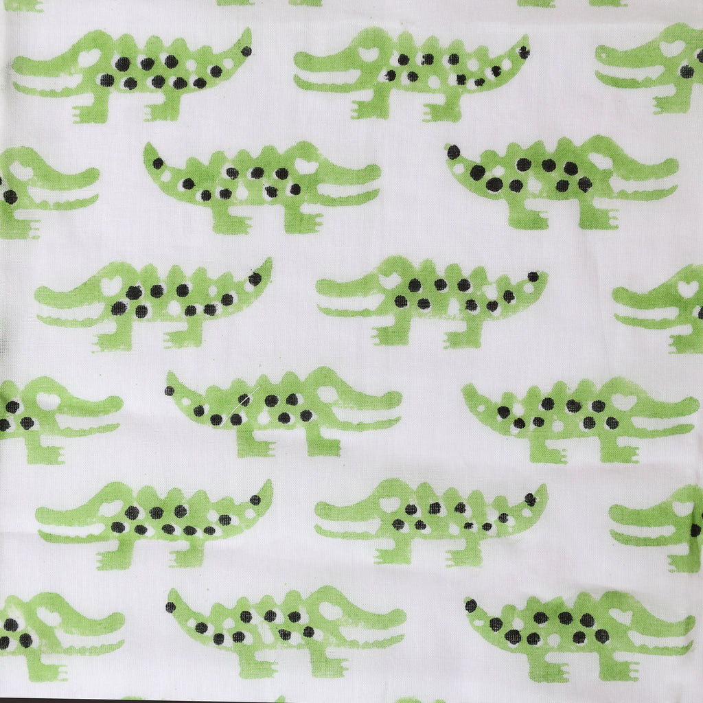 Crocodile Print Cotton Wash Bag with Waterproof Lining