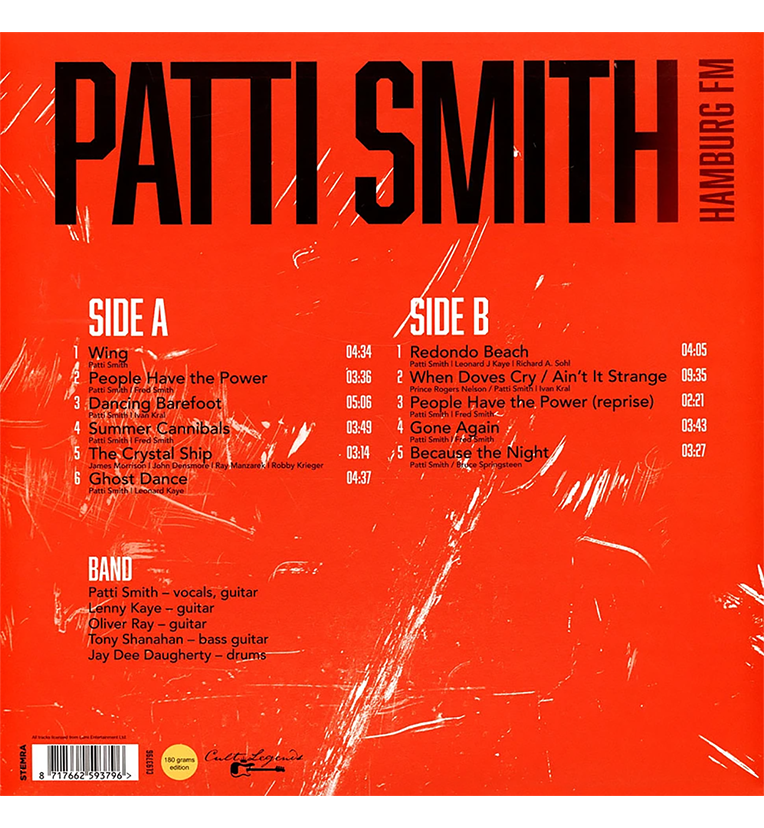Patti Smith Live in Hamburg 1996 12 inch Album on 180g Vinyl