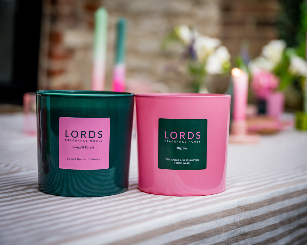 Yellowstone Three Wick Candle in Pink or Green Glass