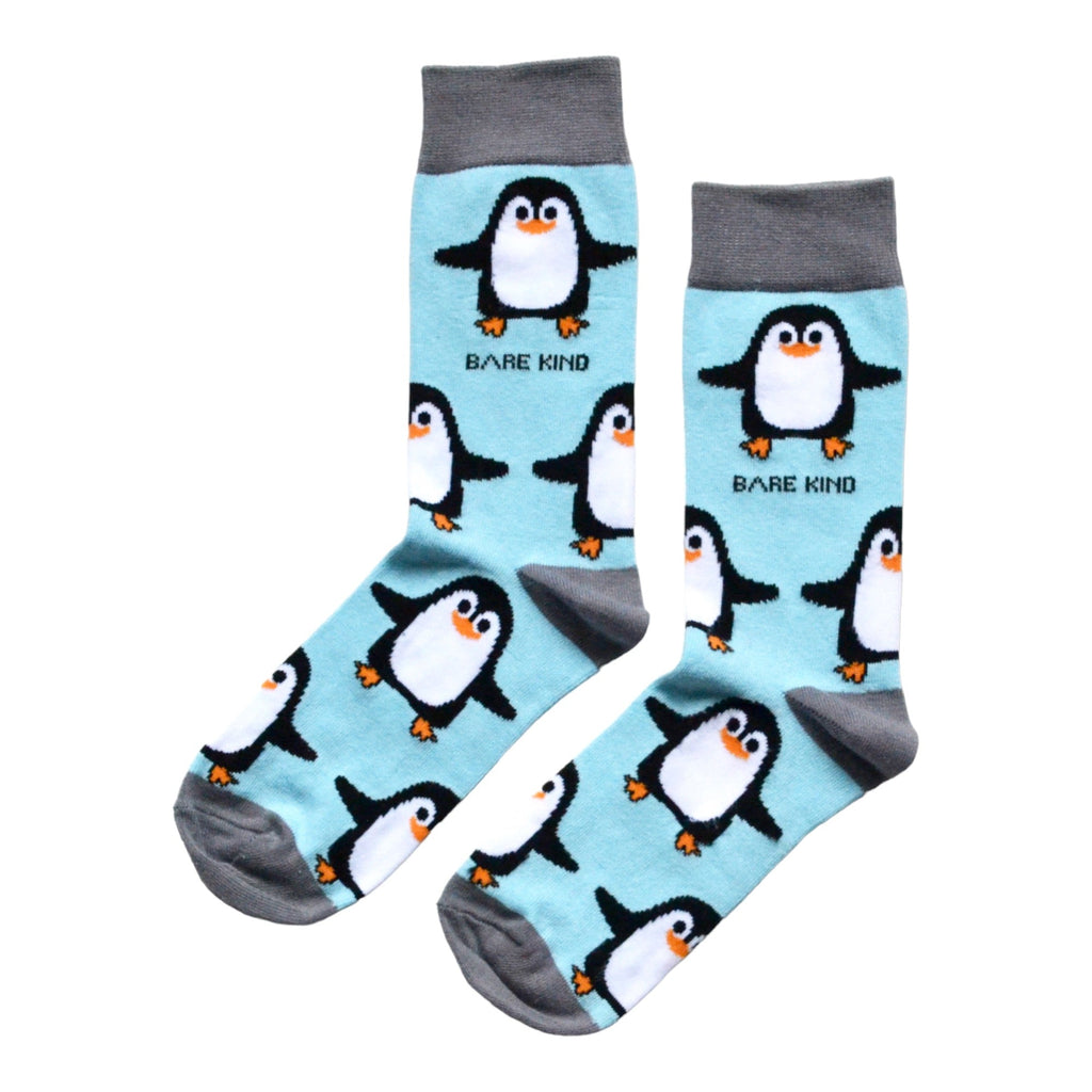Save the Penguins Bamboo Socks in Light Blue