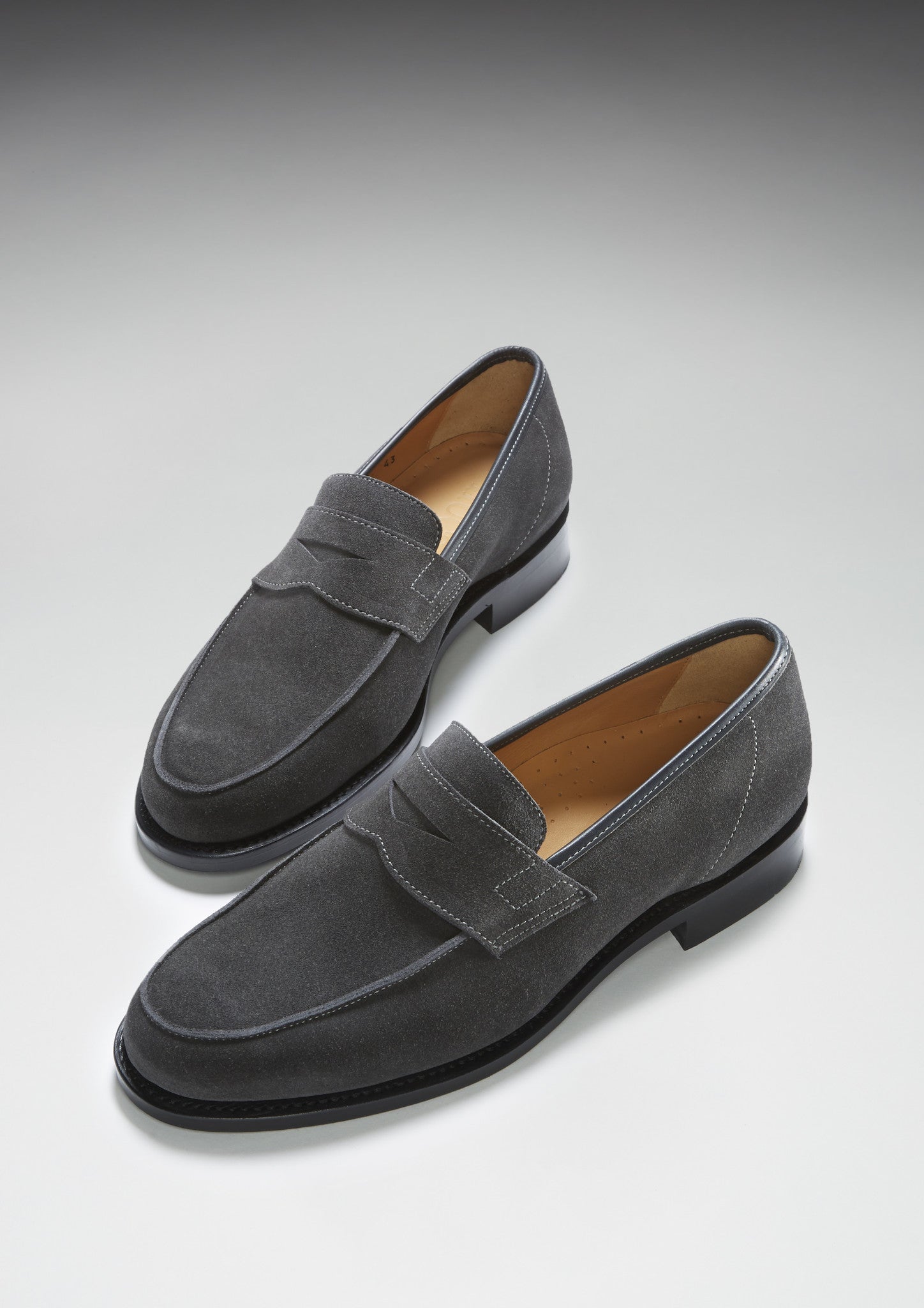 Slate Grey Suede Loafers with Welted Leather Sole