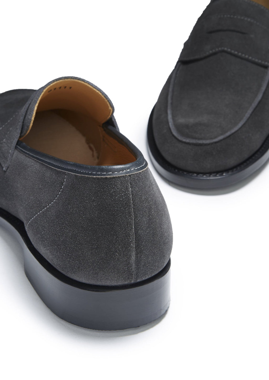 Slate Grey Suede Loafers with Welted Leather Sole