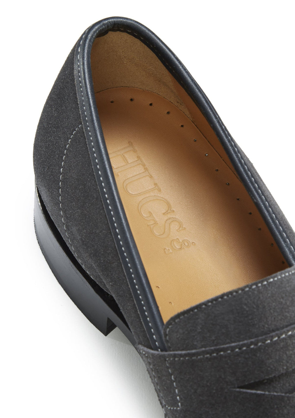 Slate Grey Suede Loafers with Welted Leather Sole