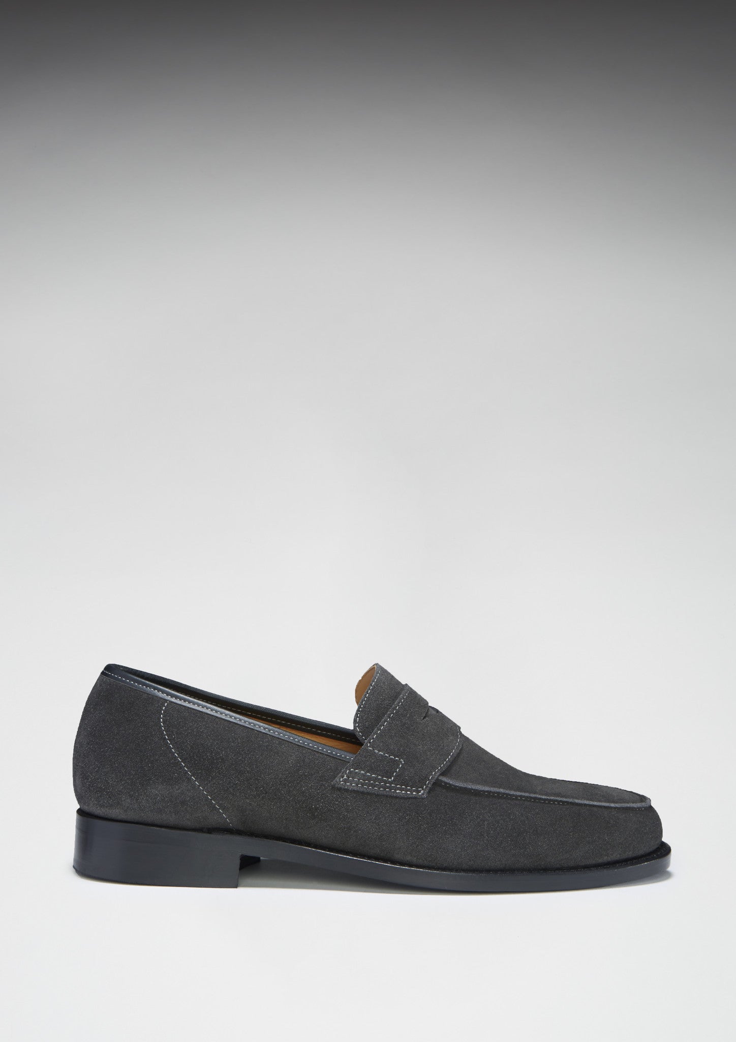 Slate Grey Suede Loafers with Welted Leather Sole