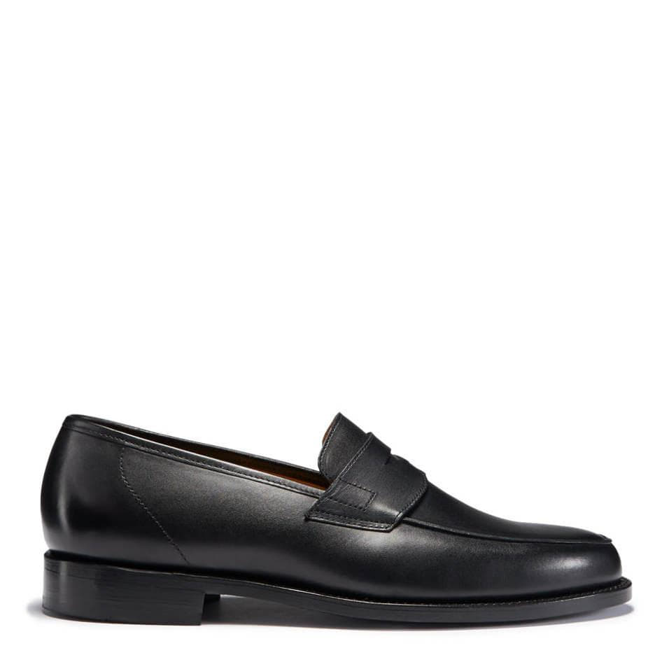 Black Leather Loafers with Welted Sole