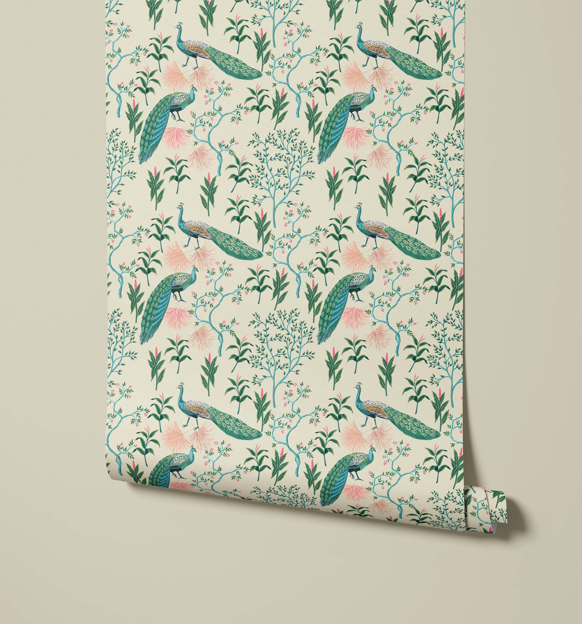 Peacock Wallpaper Colourful Oriental Design