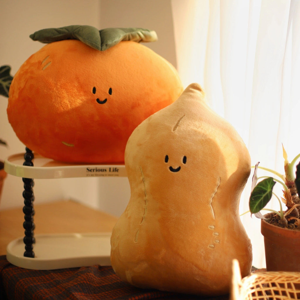 Persimmon and Peanut Plush Pillow
