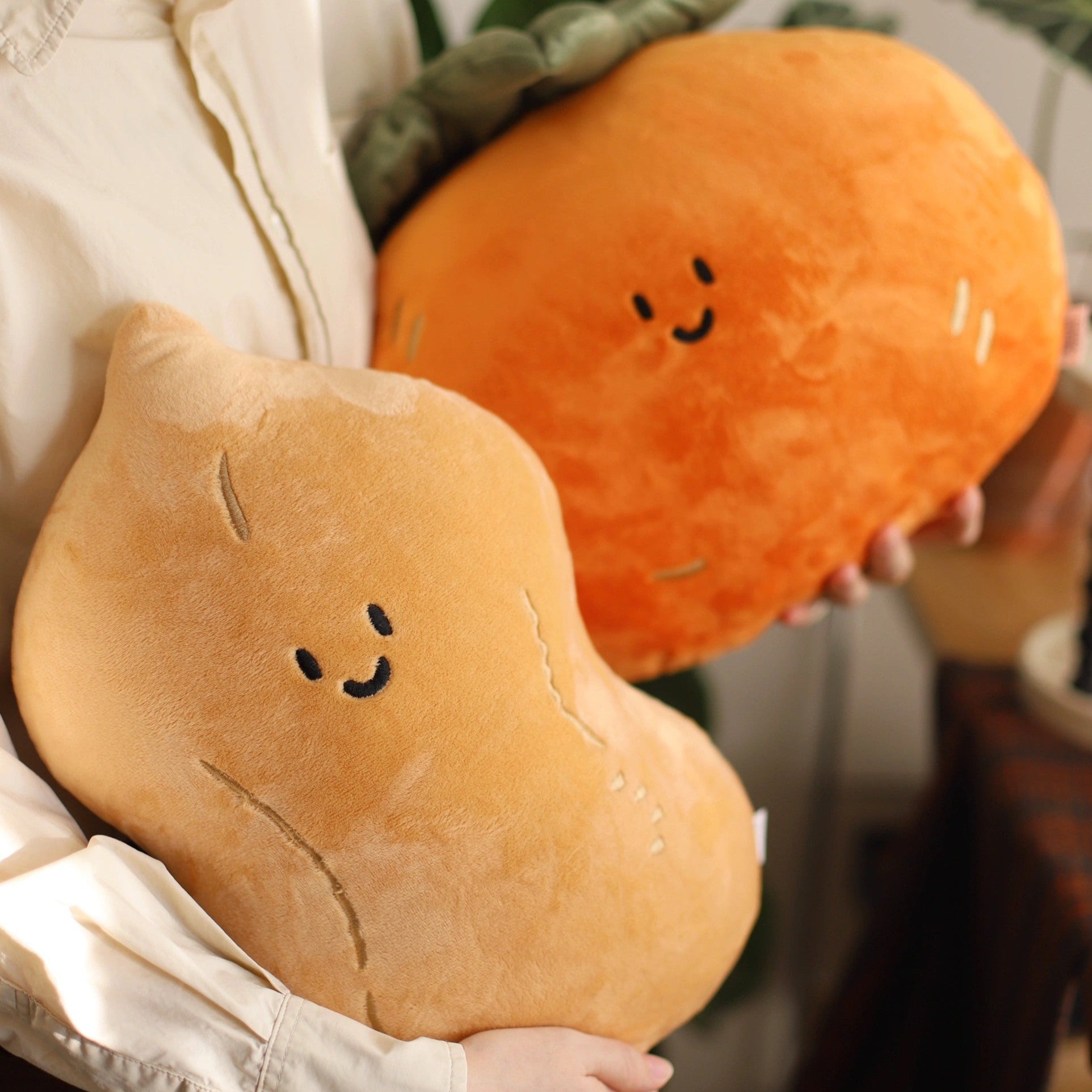 Persimmon and Peanut Plush Pillow