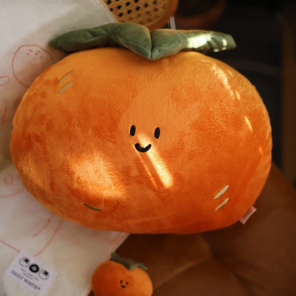 Persimmon and Peanut Plush Pillow