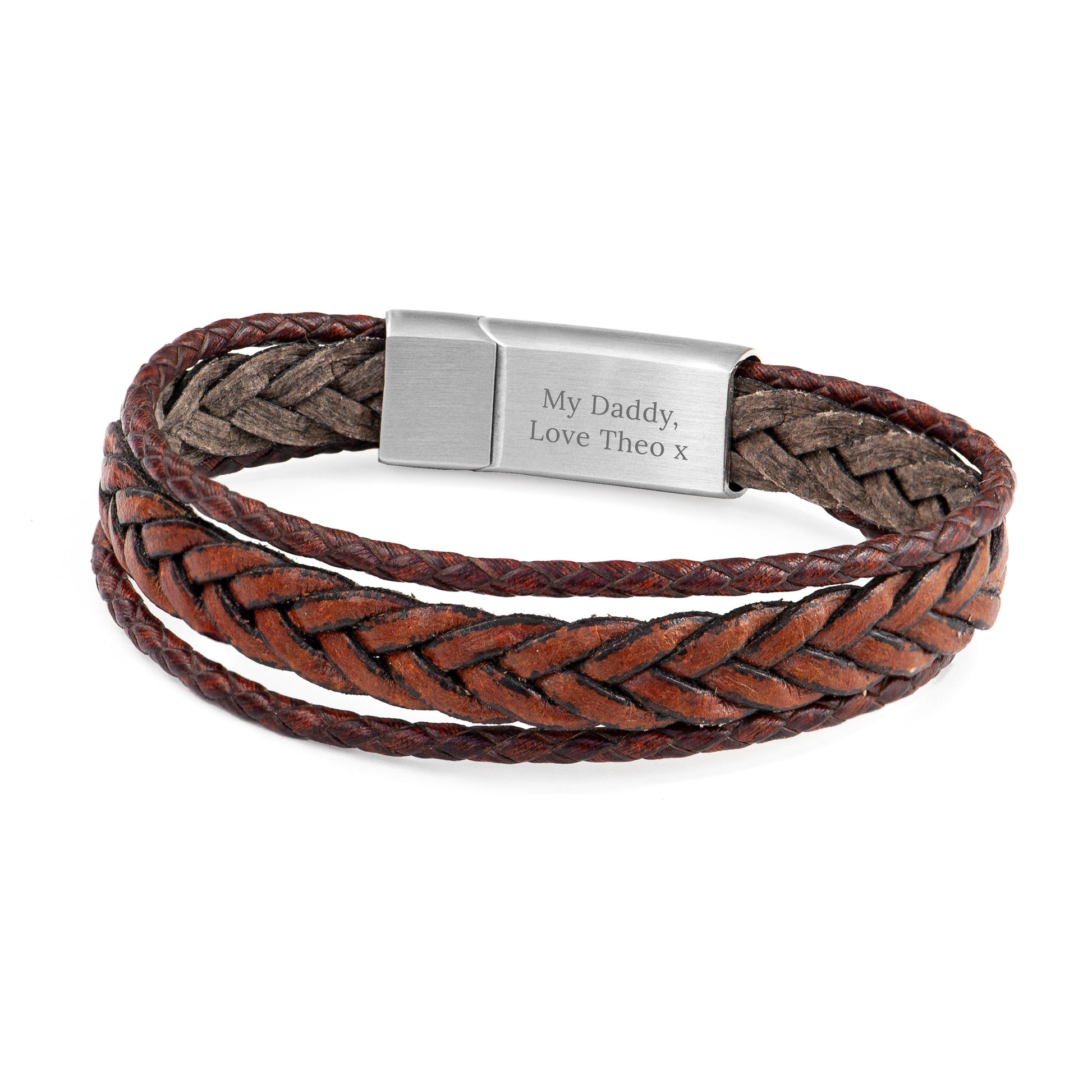 Personalised Men's Brown Rune Woven Bracelet