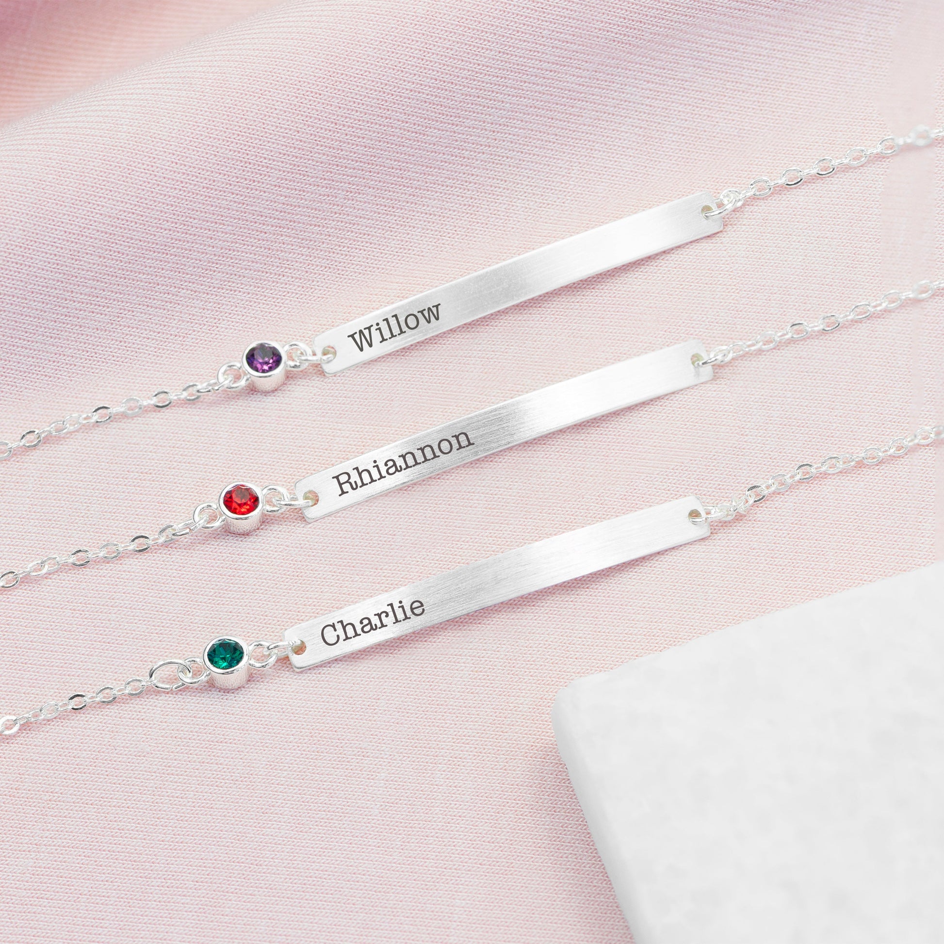 Personalised Silver Birthstone Crystal Bracelet
