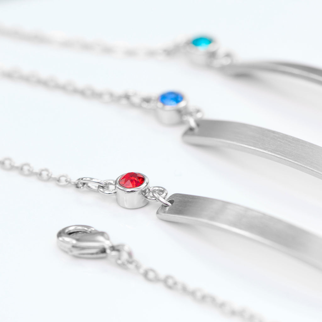 Personalised Silver Birthstone Crystal Bracelet