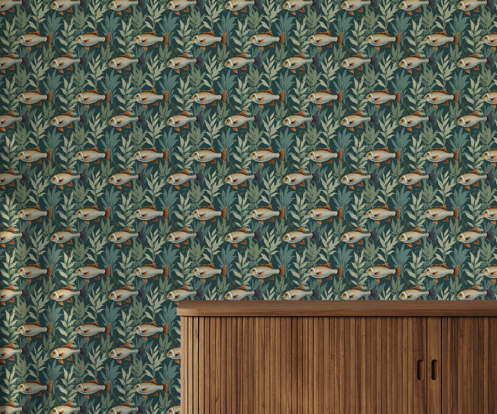 Tropical Fish Wallpaper with Lush Foliage