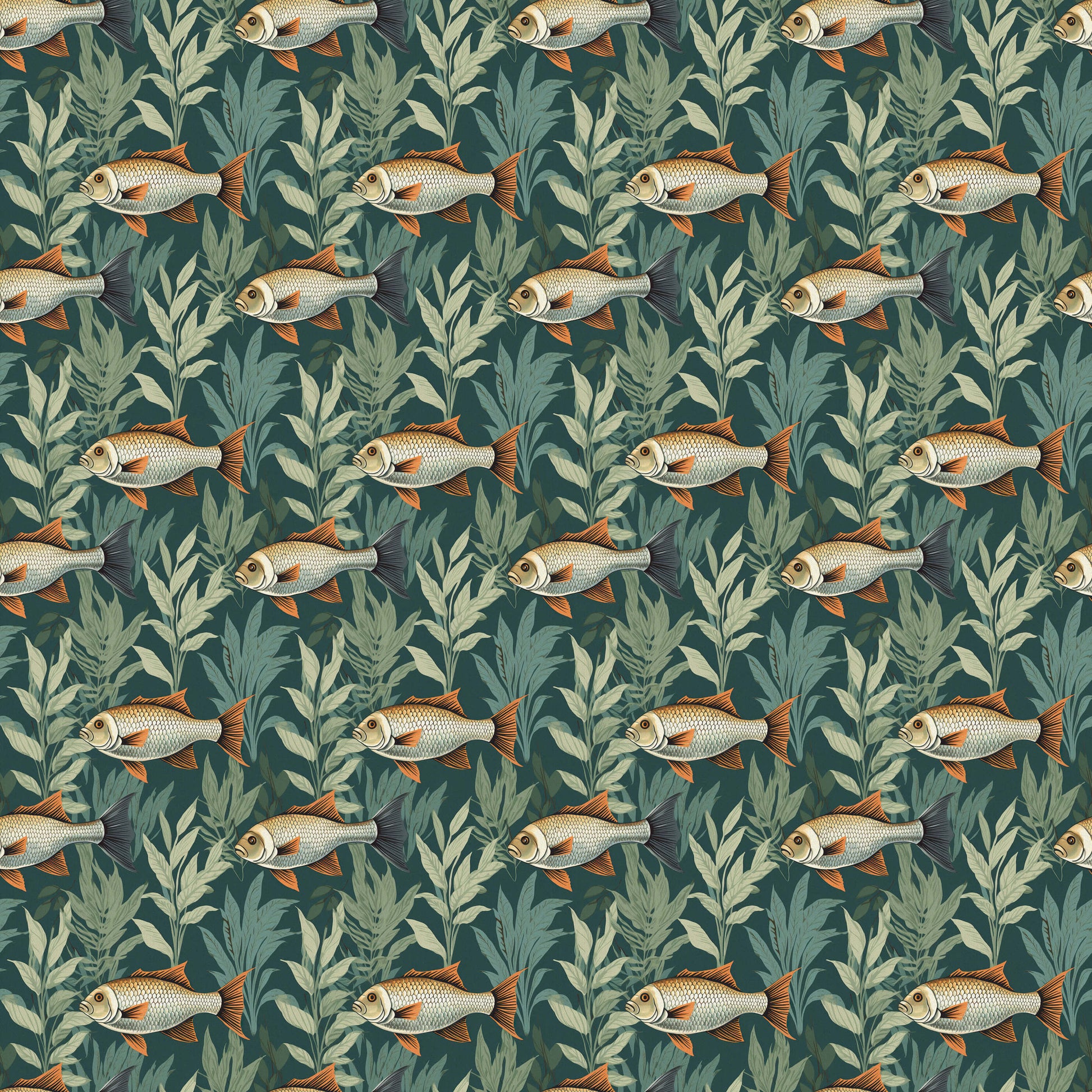 Tropical Fish Wallpaper with Lush Foliage