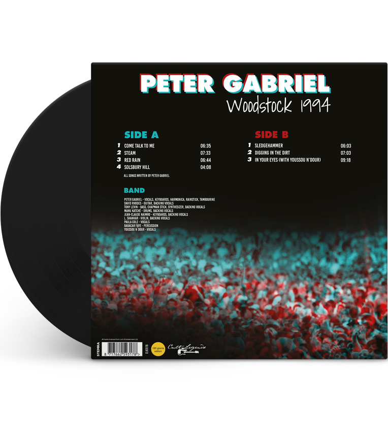 Peter Gabriel Woodstock 1994 12 Inch Album on 180g Vinyl