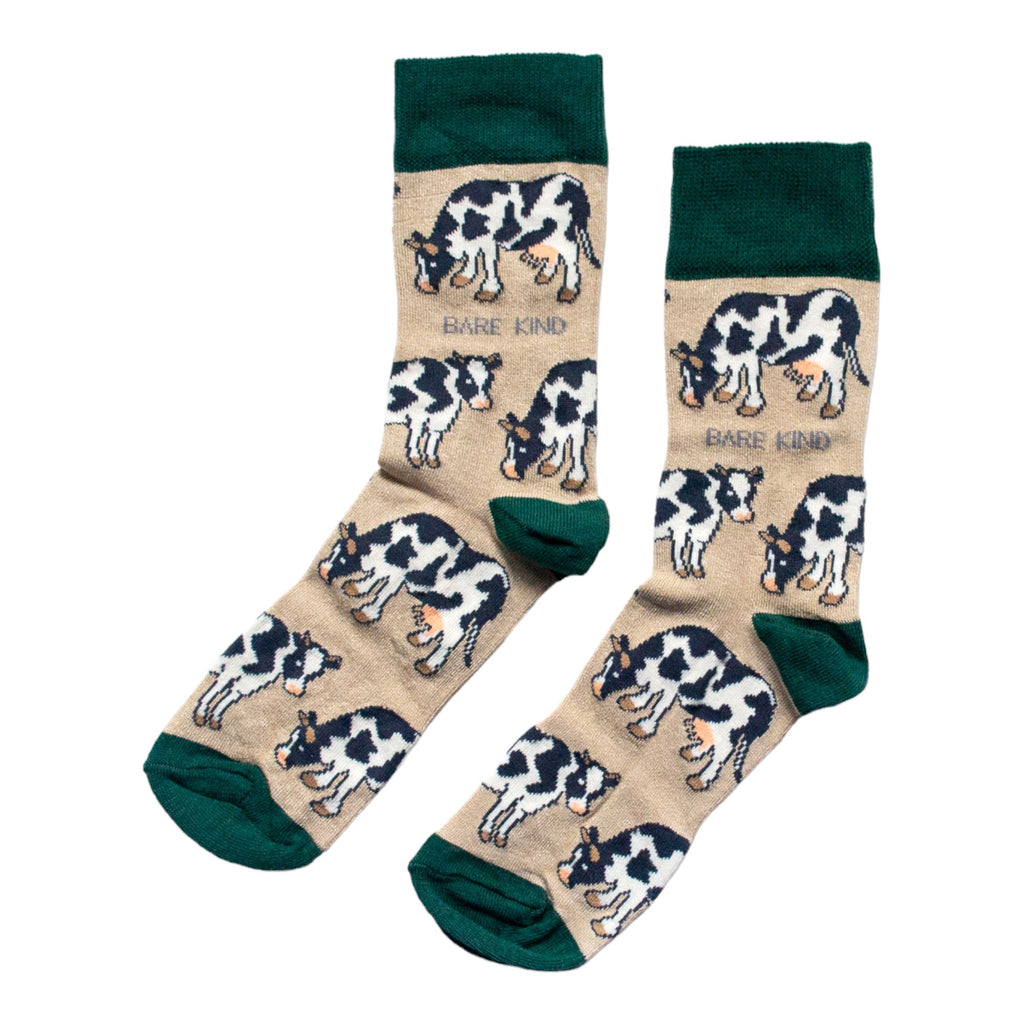 Save the Cows Bamboo Socks in Beige