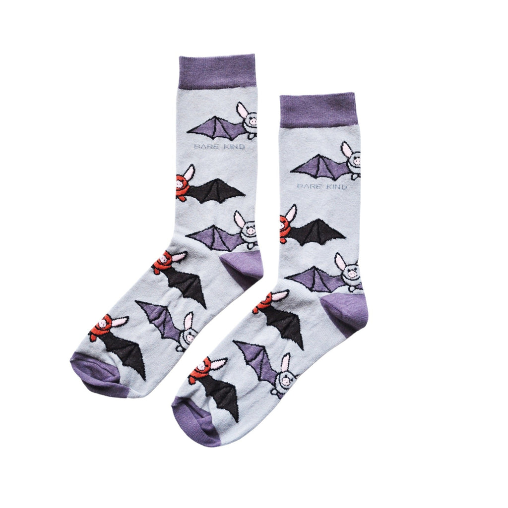 Save the Bats Bamboo Socks in Lavender