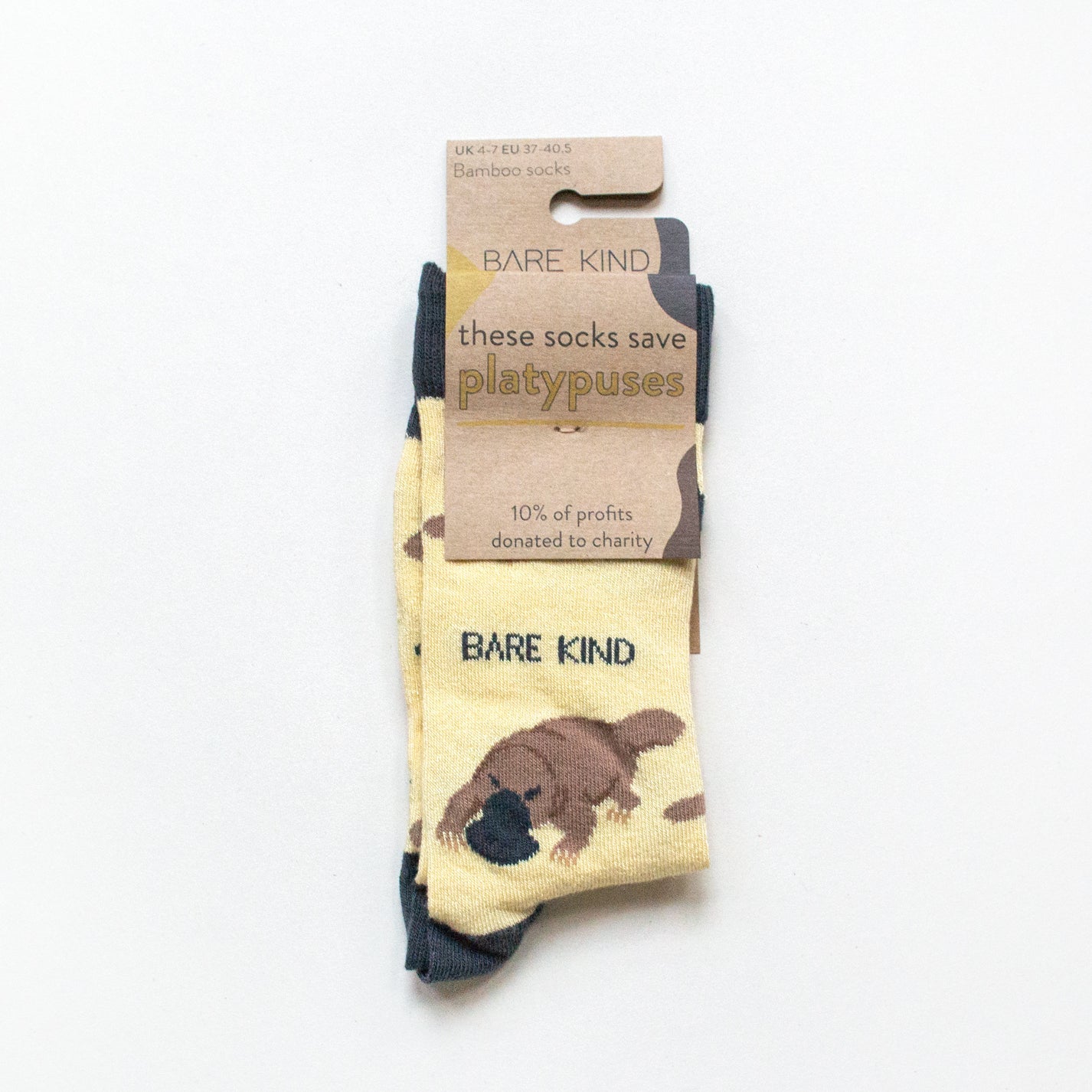 Save the Platypus Bamboo Socks in Yellow