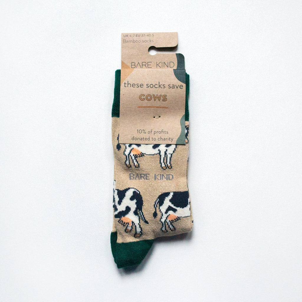 Save the Cows Bamboo Socks in Beige