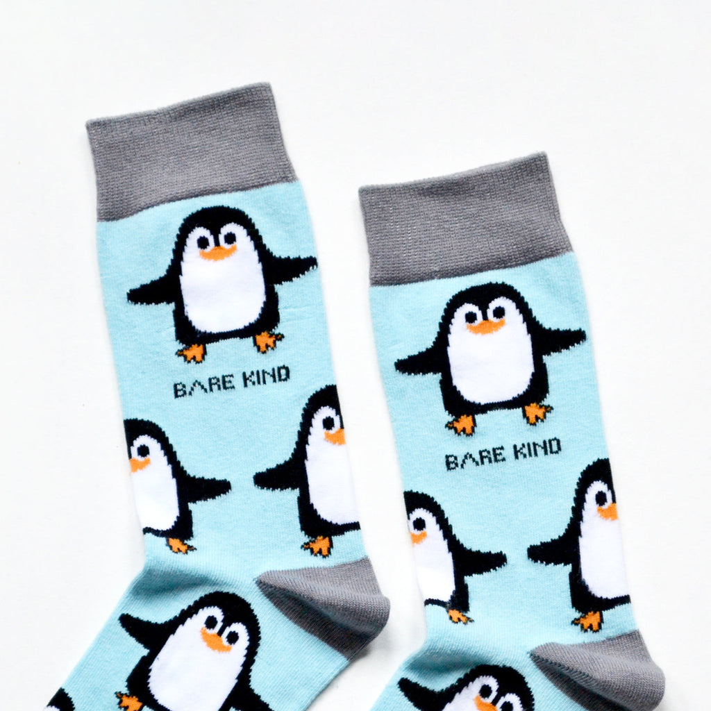 Save the Penguins Bamboo Socks in Light Blue