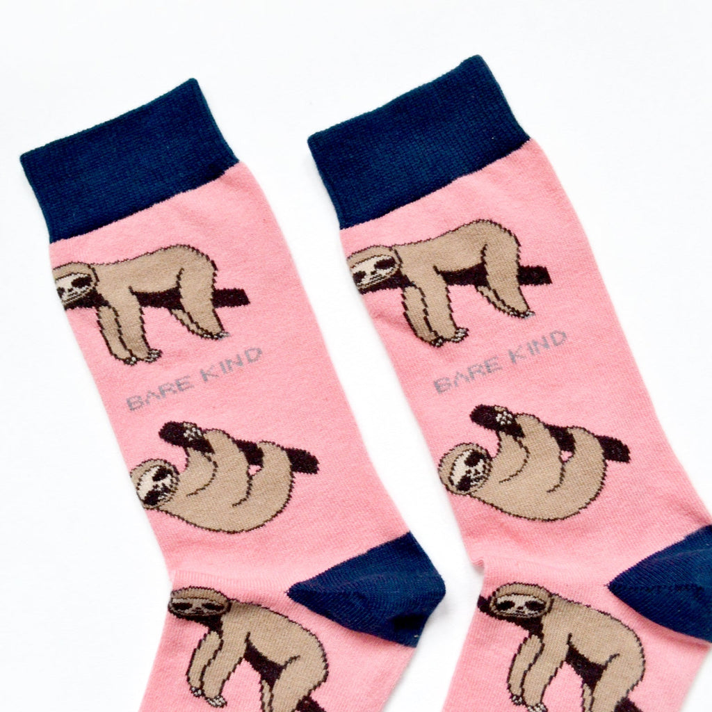 Save the Sloths Bamboo Socks in Pink