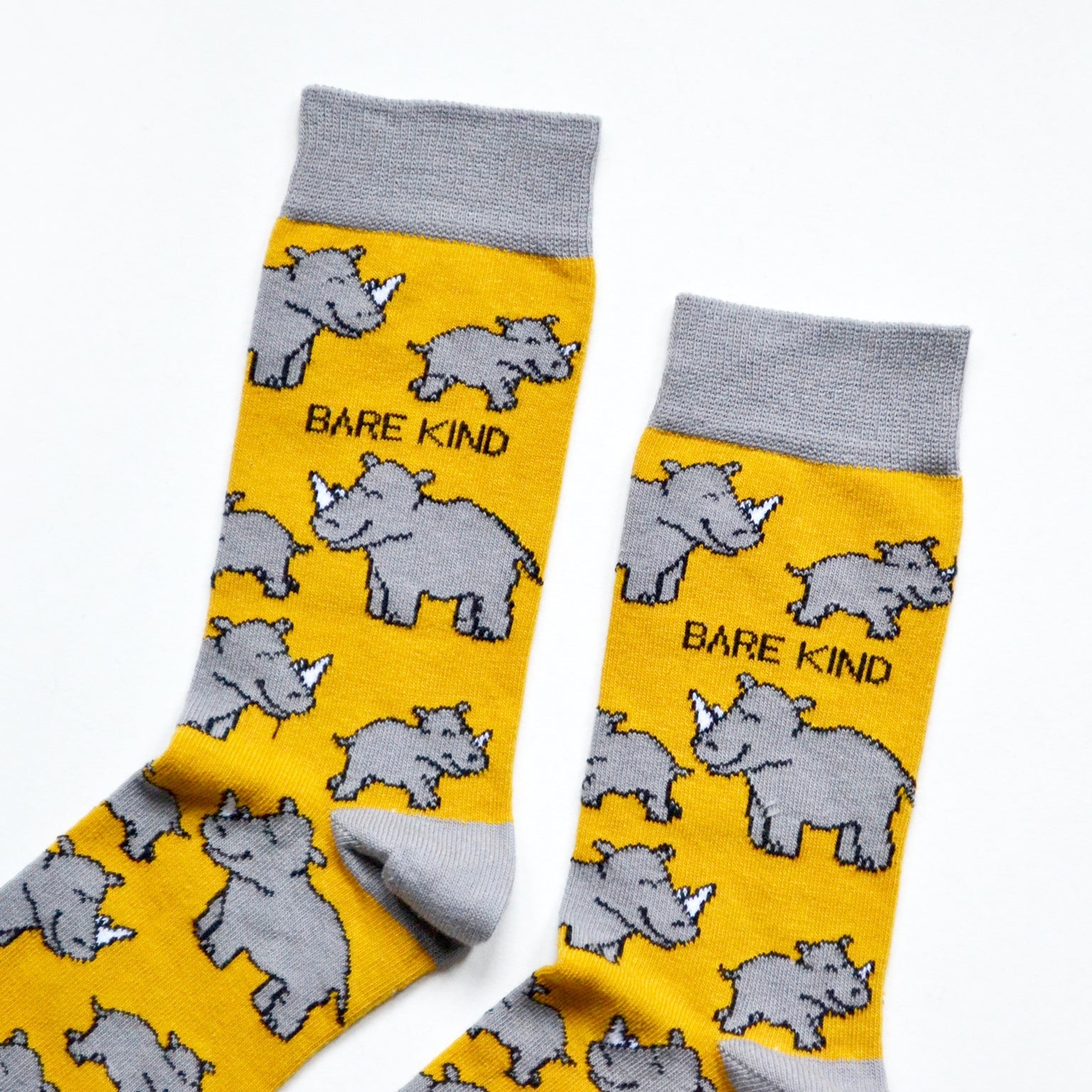 Save the Rhinos Bamboo Socks in Sunshine Yellow