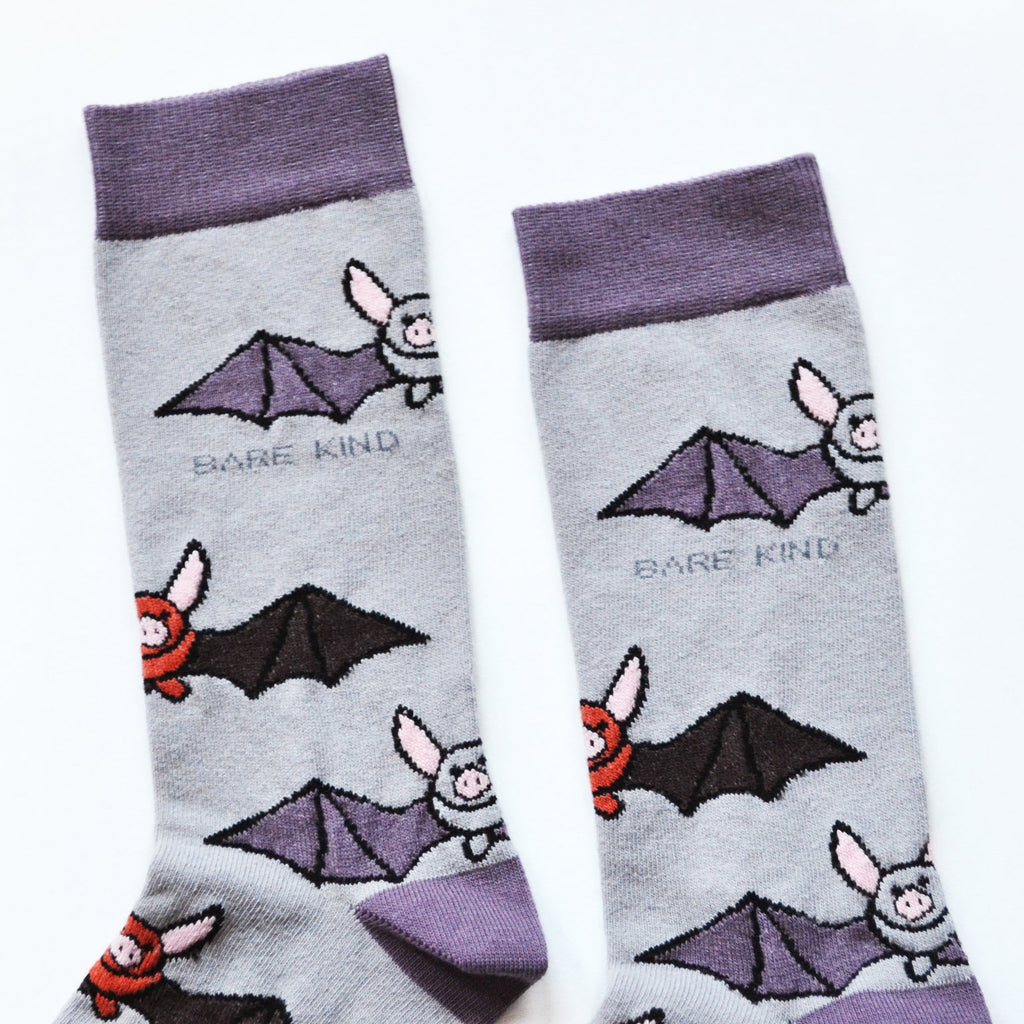 Save the Bats Bamboo Socks in Lavender