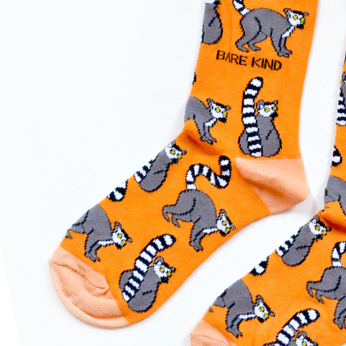 Save the Lemurs Bamboo Socks in Orange