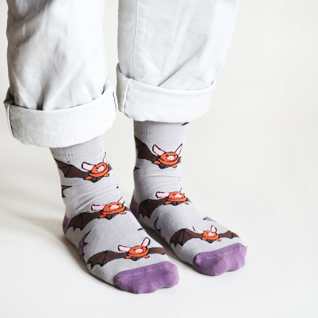 Save the Bats Bamboo Socks in Lavender