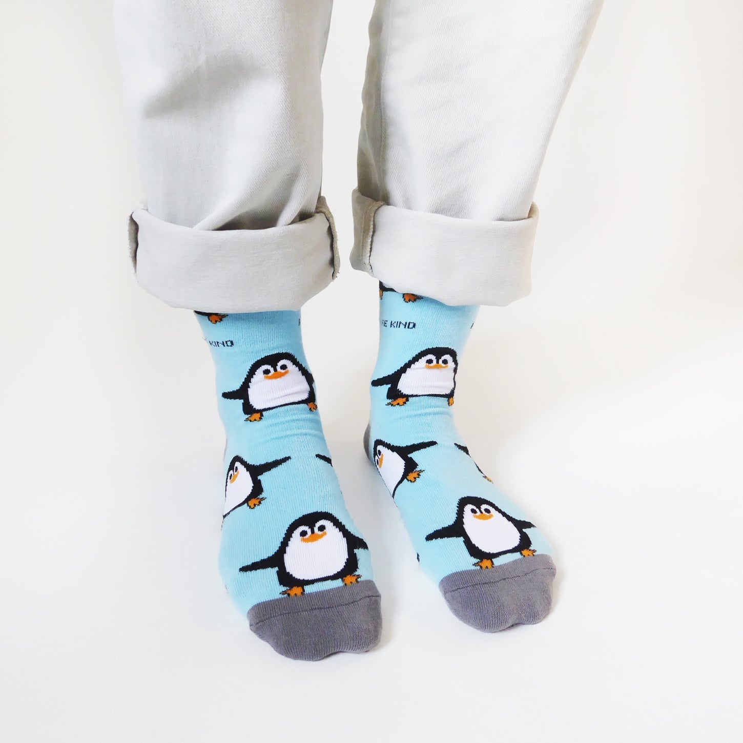 Save the Penguins Bamboo Socks in Light Blue