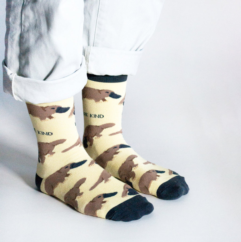 Save the Platypus Bamboo Socks in Yellow