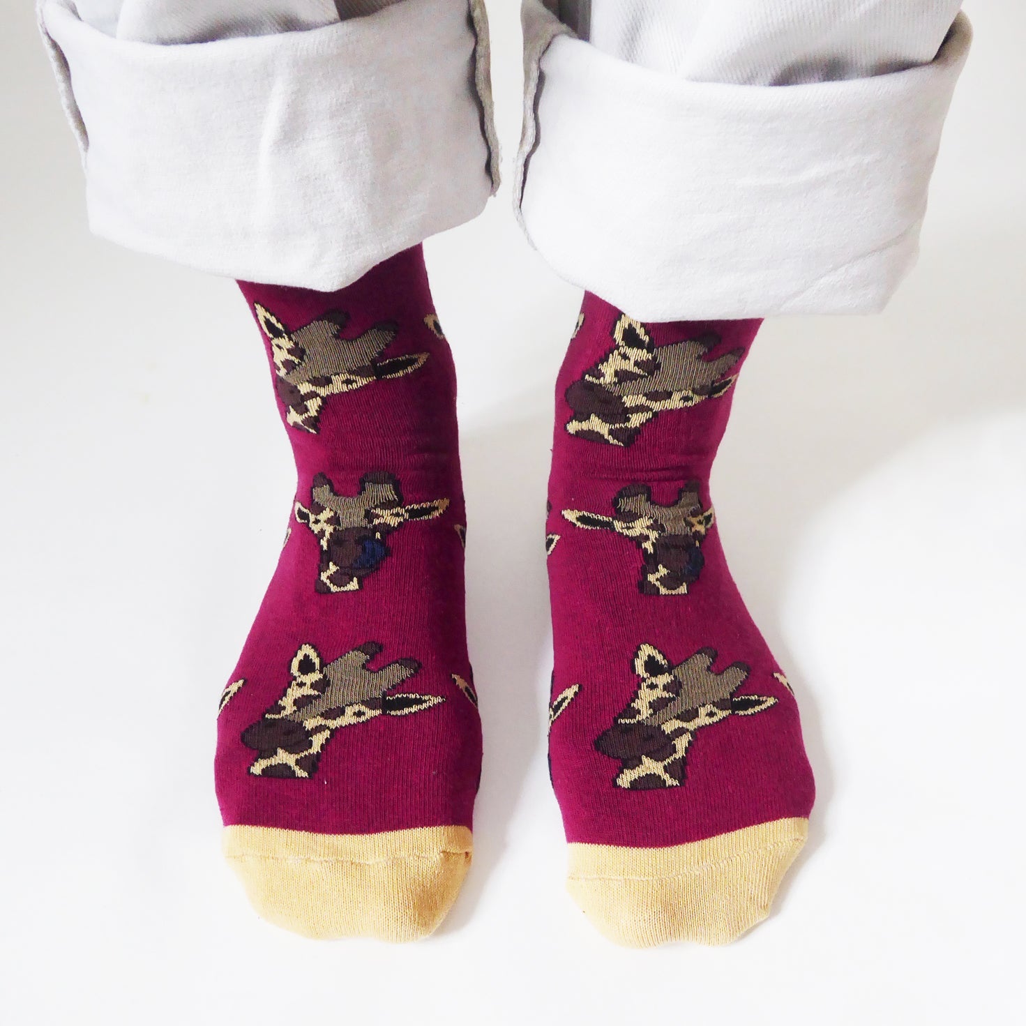 Save the Giraffes Bamboo Socks in Burgundy