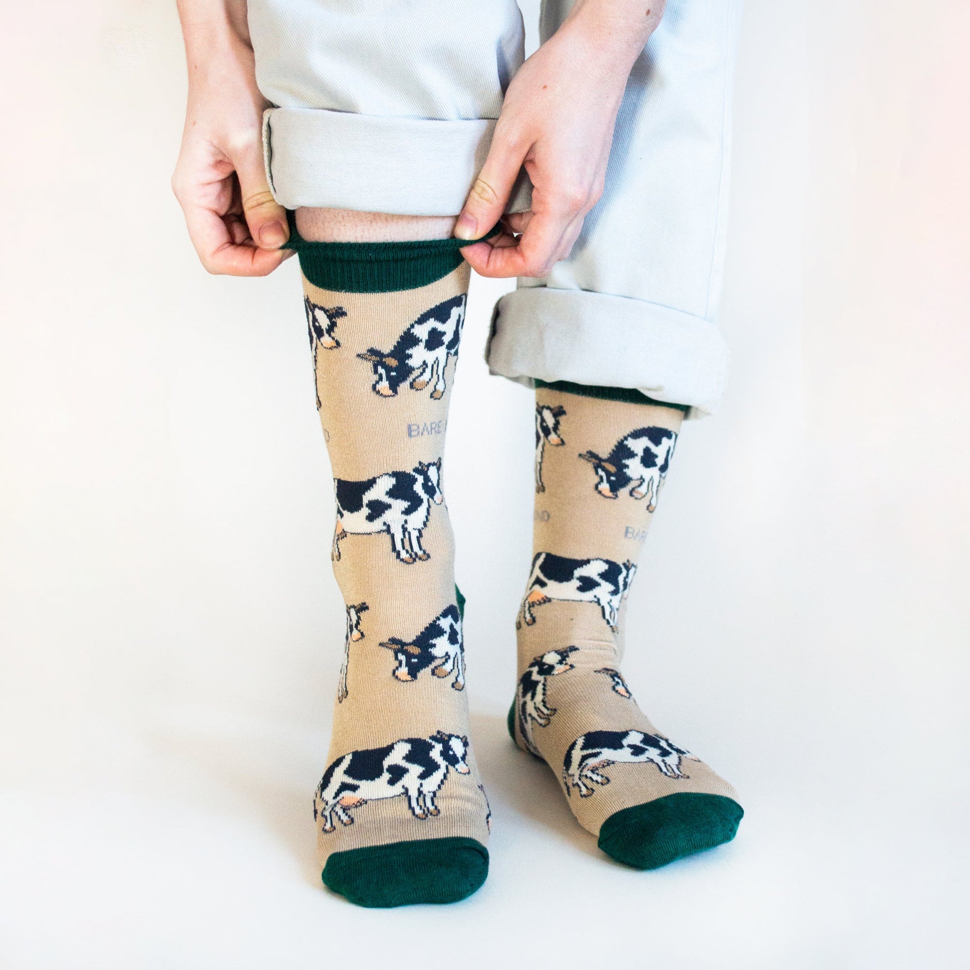 Save the Cows Bamboo Socks in Beige