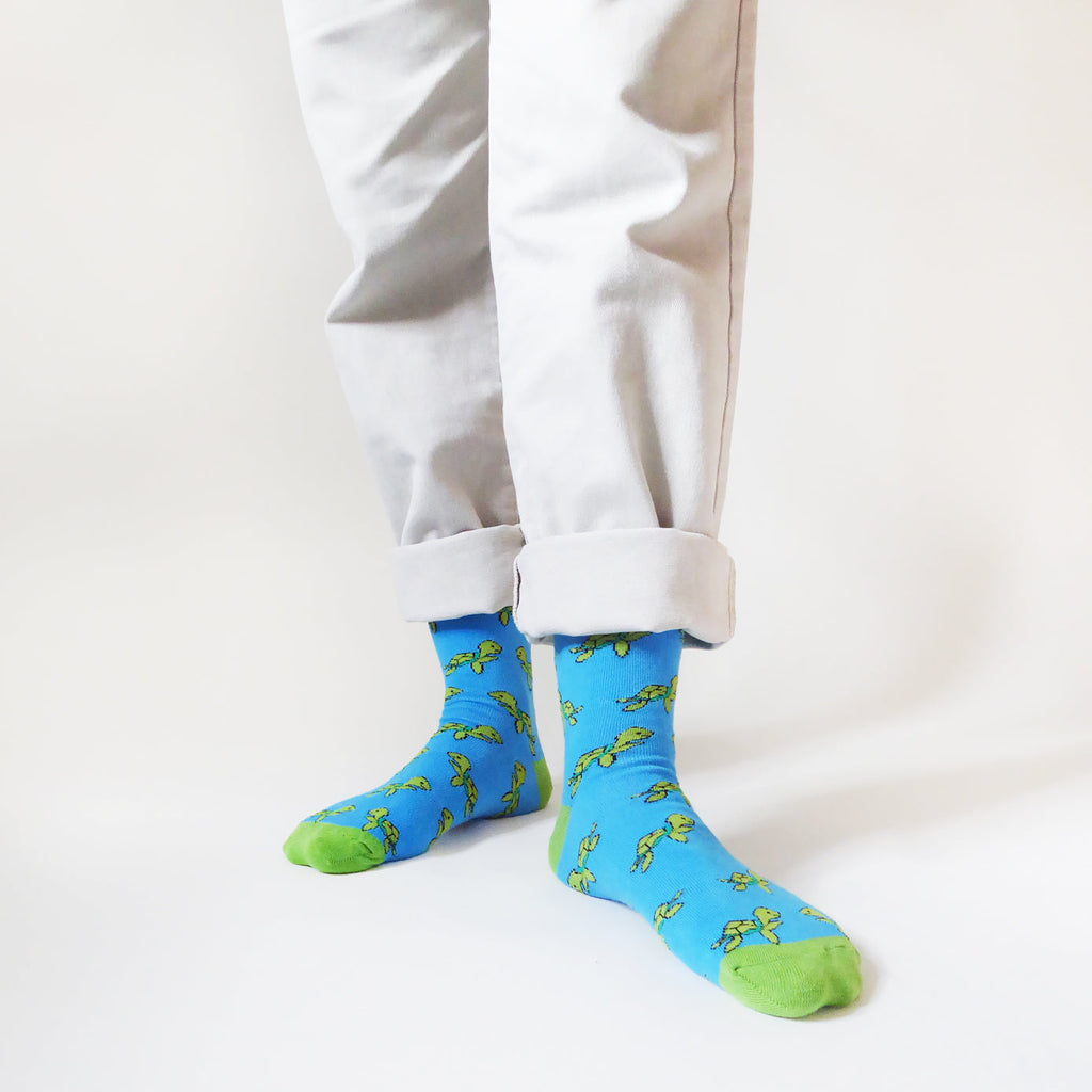 Save the Turtles Bamboo Socks in Sky Blue