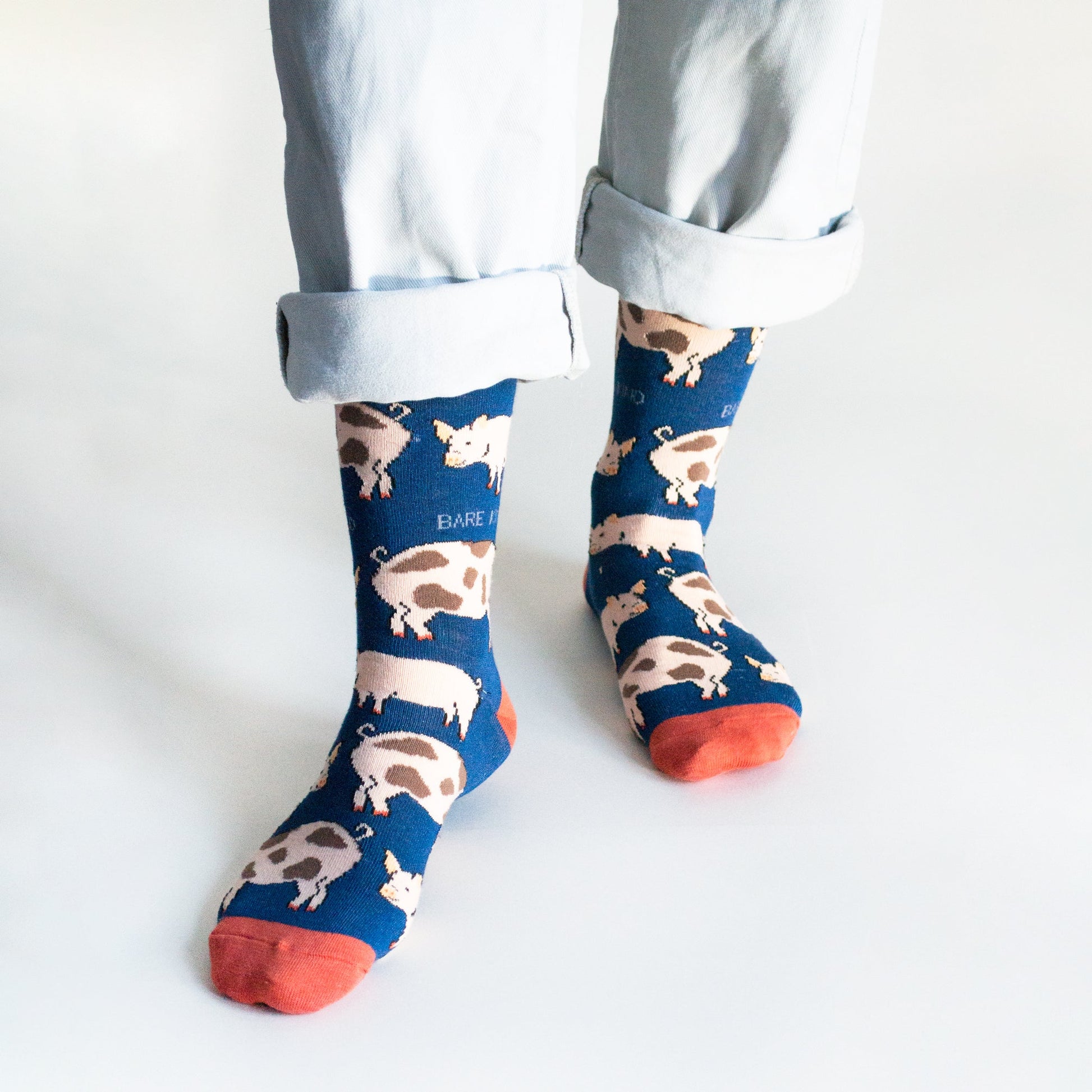 Save the Pigs Bamboo Socks in Navy