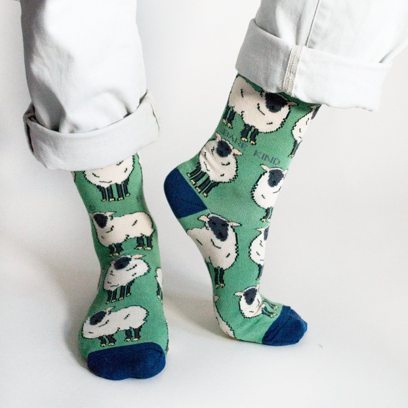 Save the Sheep Bamboo Socks in Forest Green
