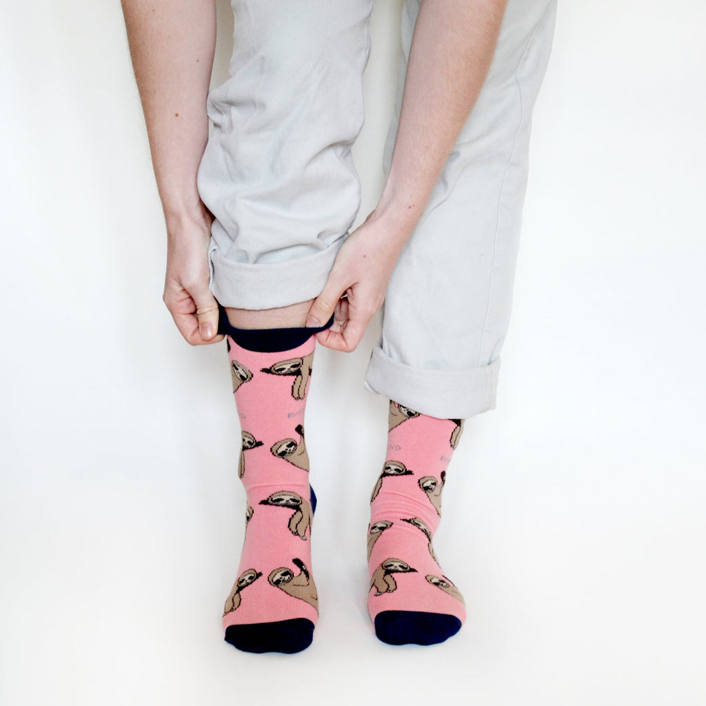 Save the Sloths Bamboo Socks in Pink