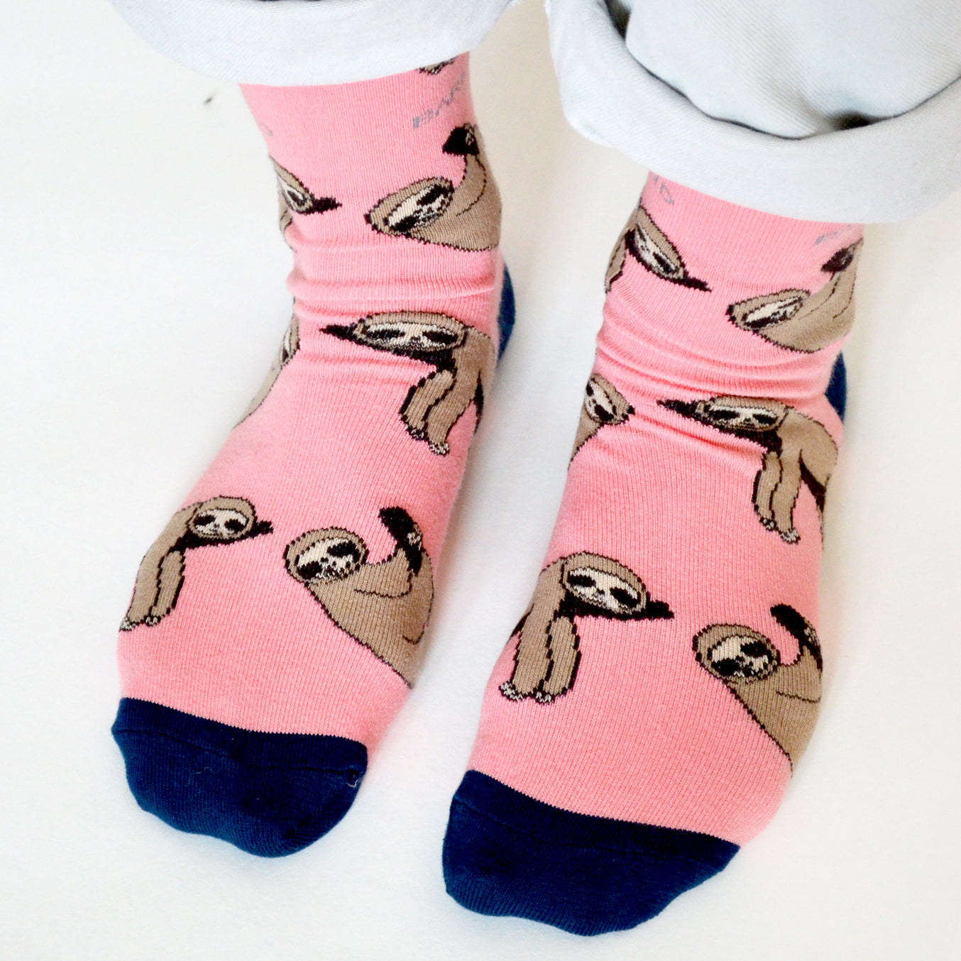 Save the Sloths Bamboo Socks in Pink