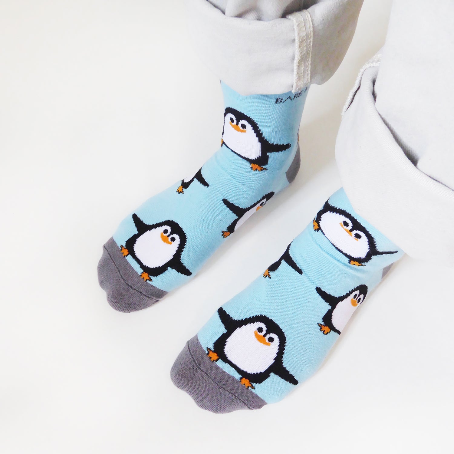 Save the Penguins Bamboo Socks in Light Blue