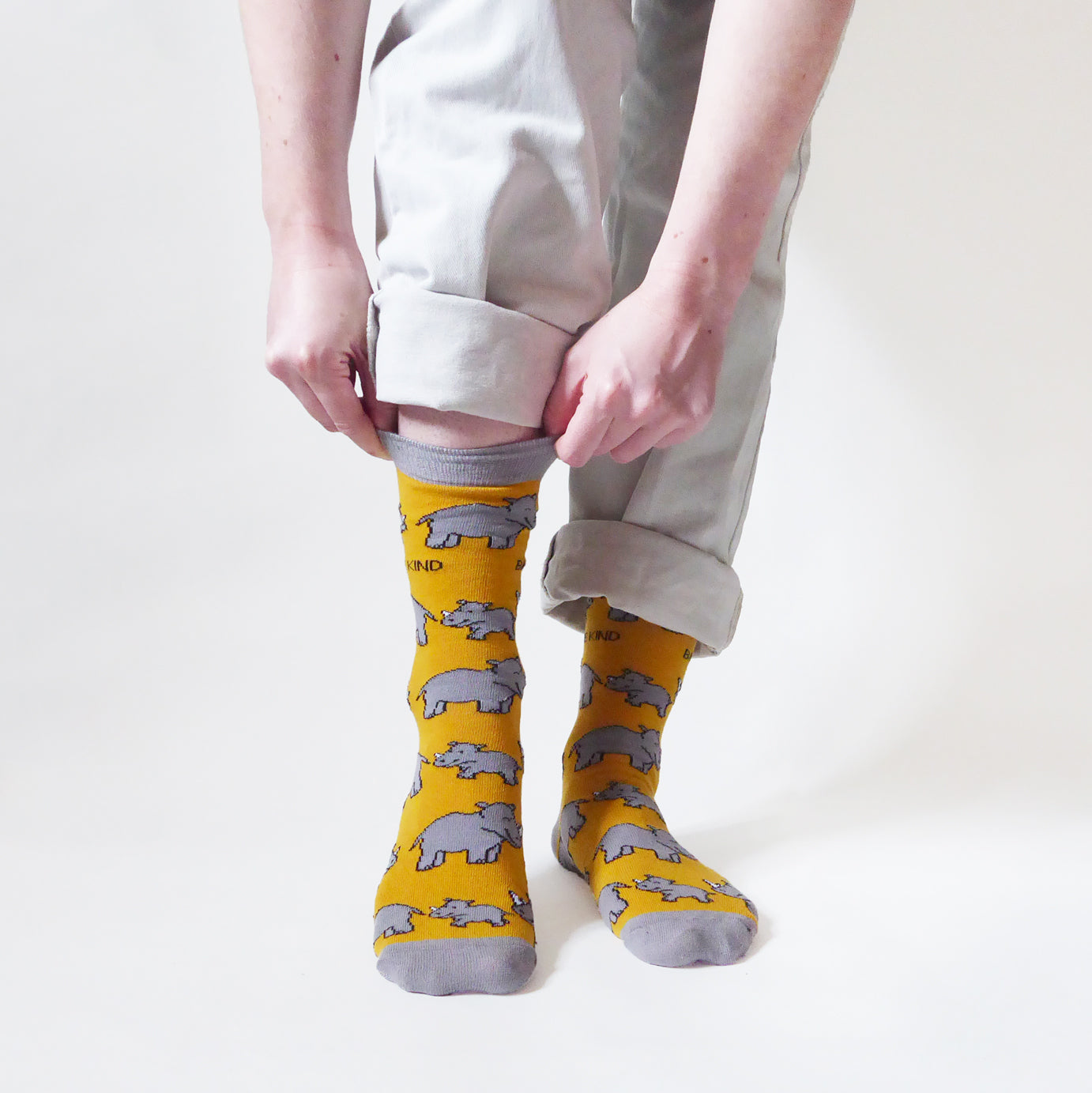 Save the Rhinos Bamboo Socks in Sunshine Yellow