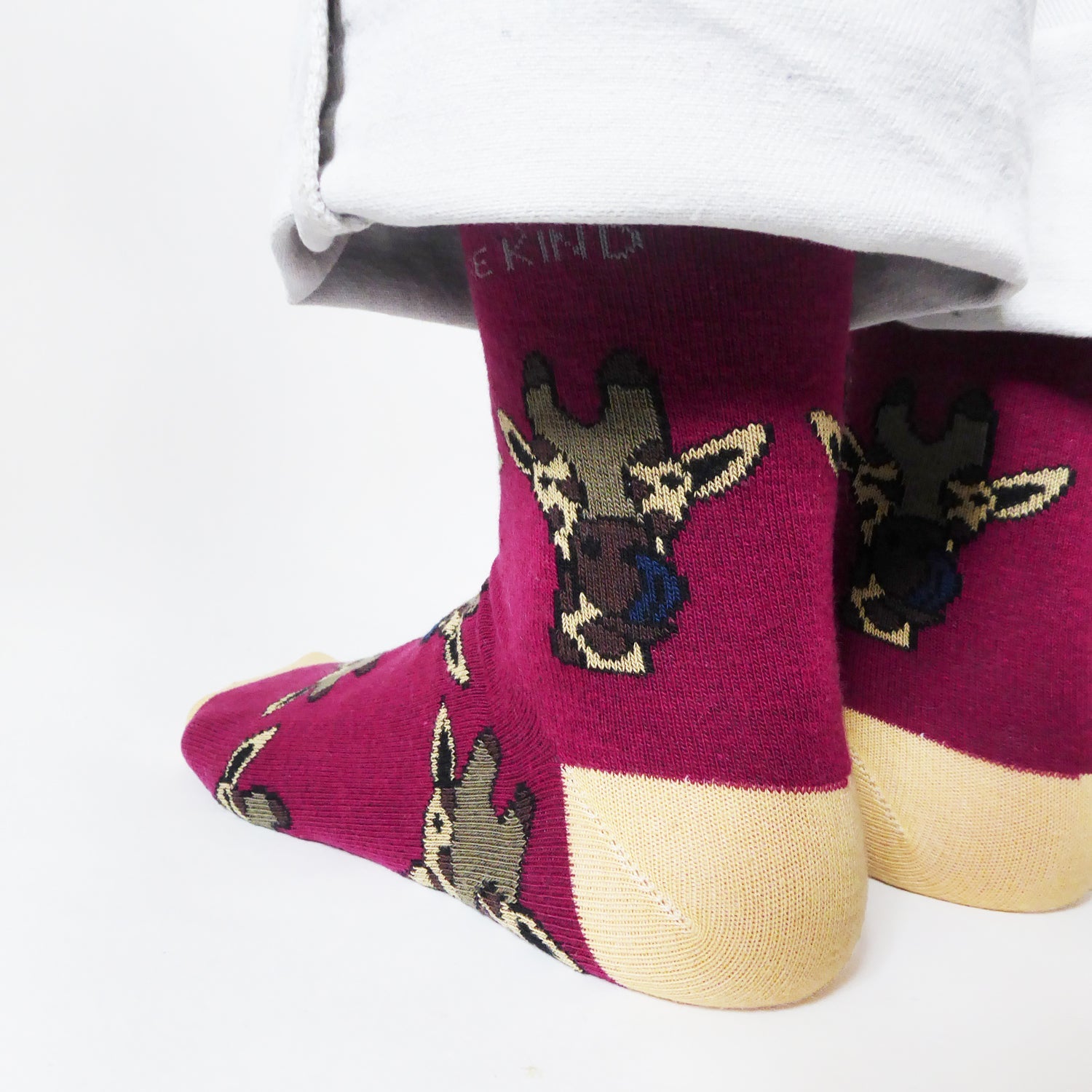 Save the Giraffes Bamboo Socks in Burgundy