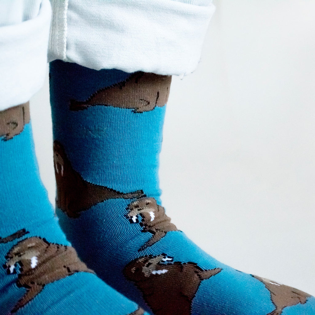 Save the Walrus Bamboo Socks in Blue