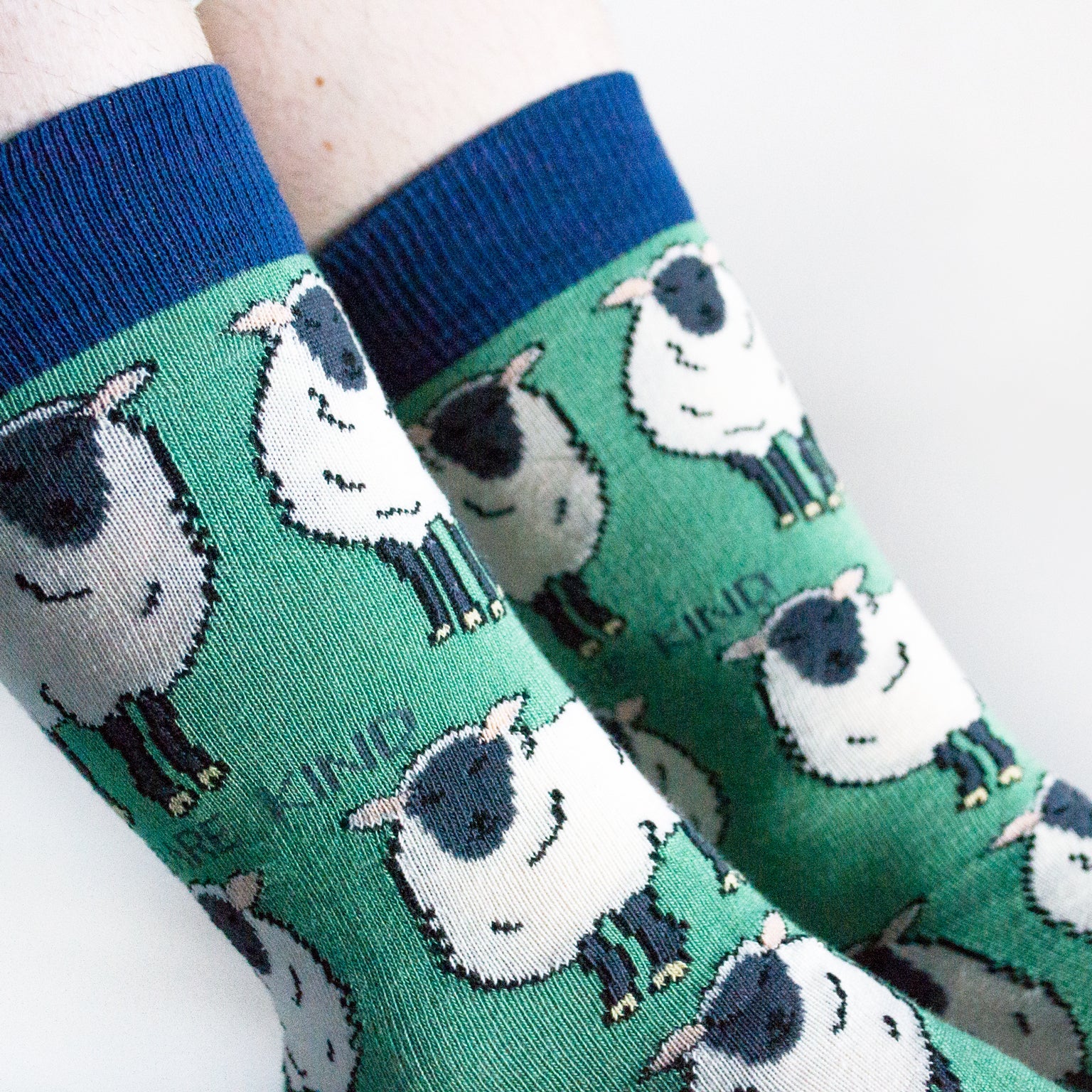 Save the Sheep Bamboo Socks in Forest Green