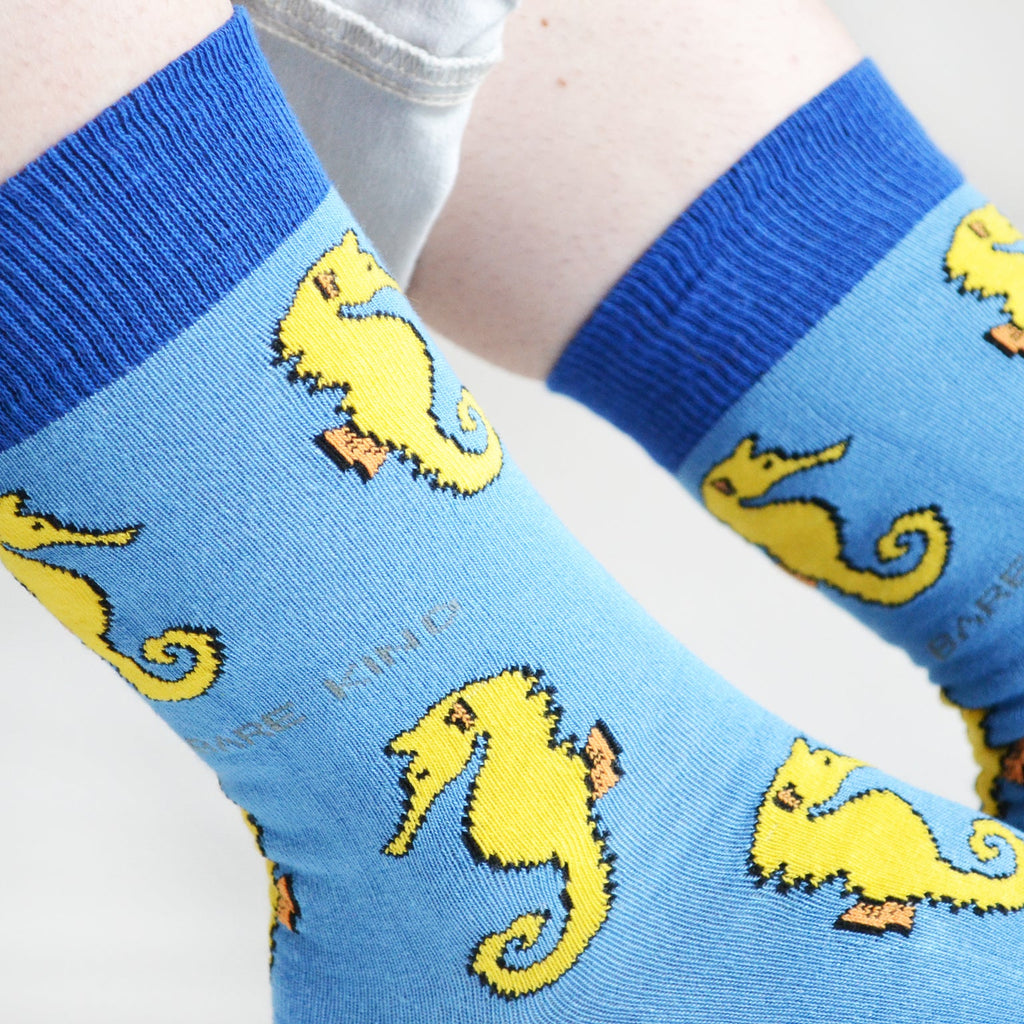Save the Seahorses Bamboo Socks in Blue