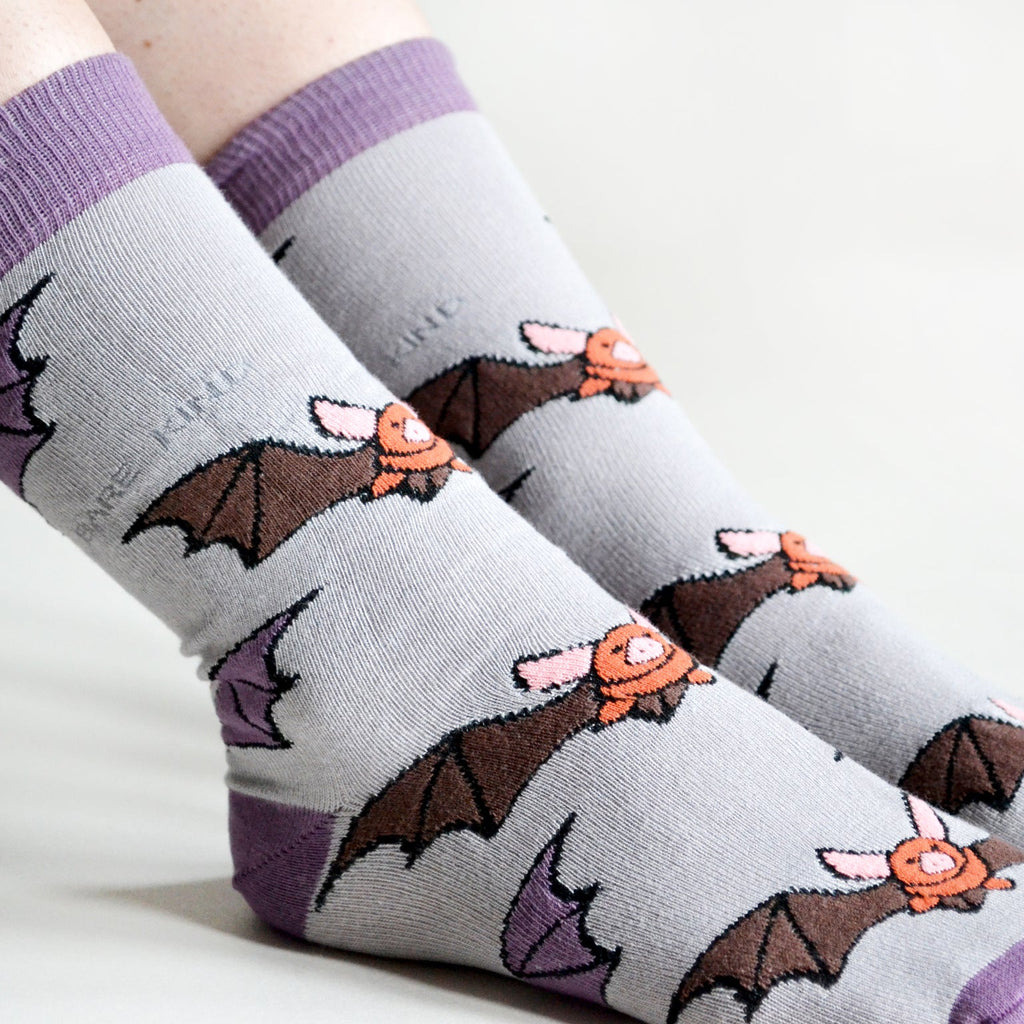 Save the Bats Bamboo Socks in Lavender