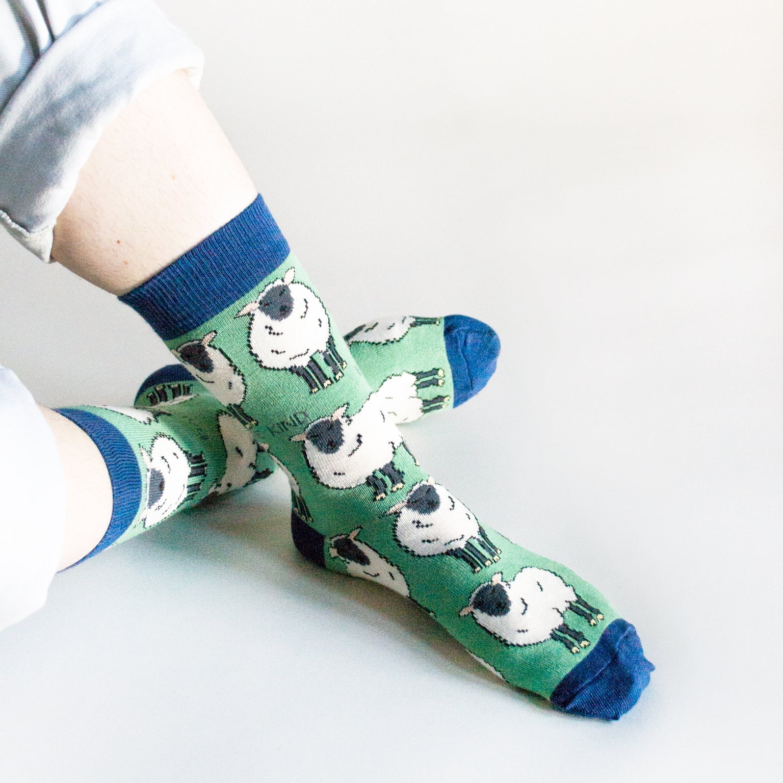 Save the Sheep Bamboo Socks in Forest Green