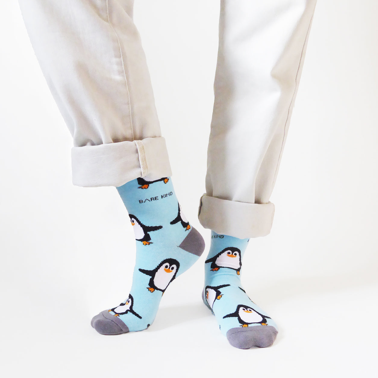 Save the Penguins Bamboo Socks in Light Blue