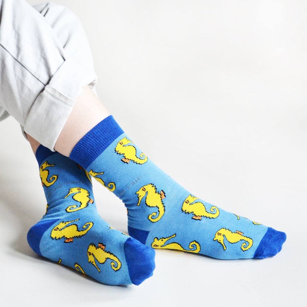 Save the Seahorses Bamboo Socks in Blue