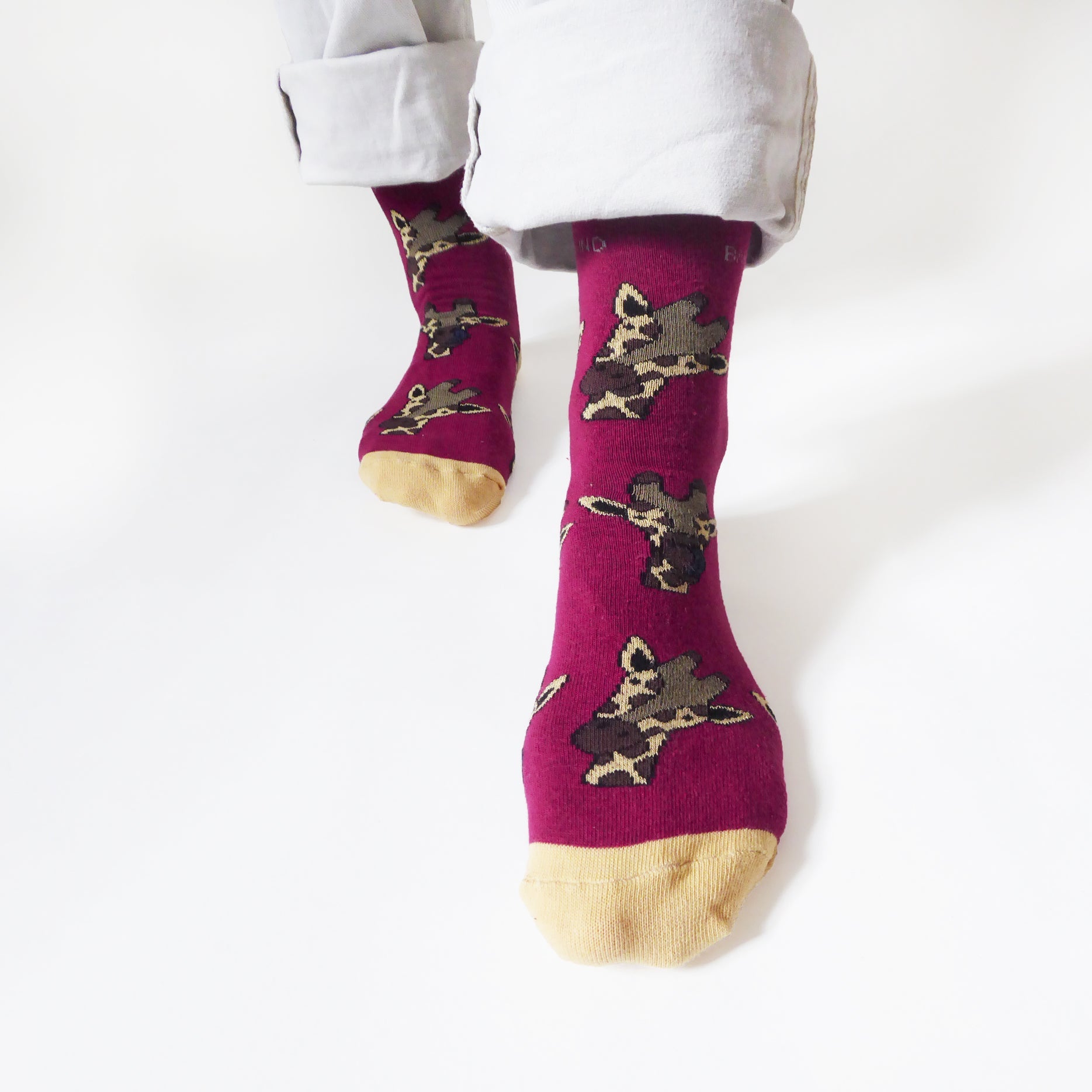Save the Giraffes Bamboo Socks in Burgundy