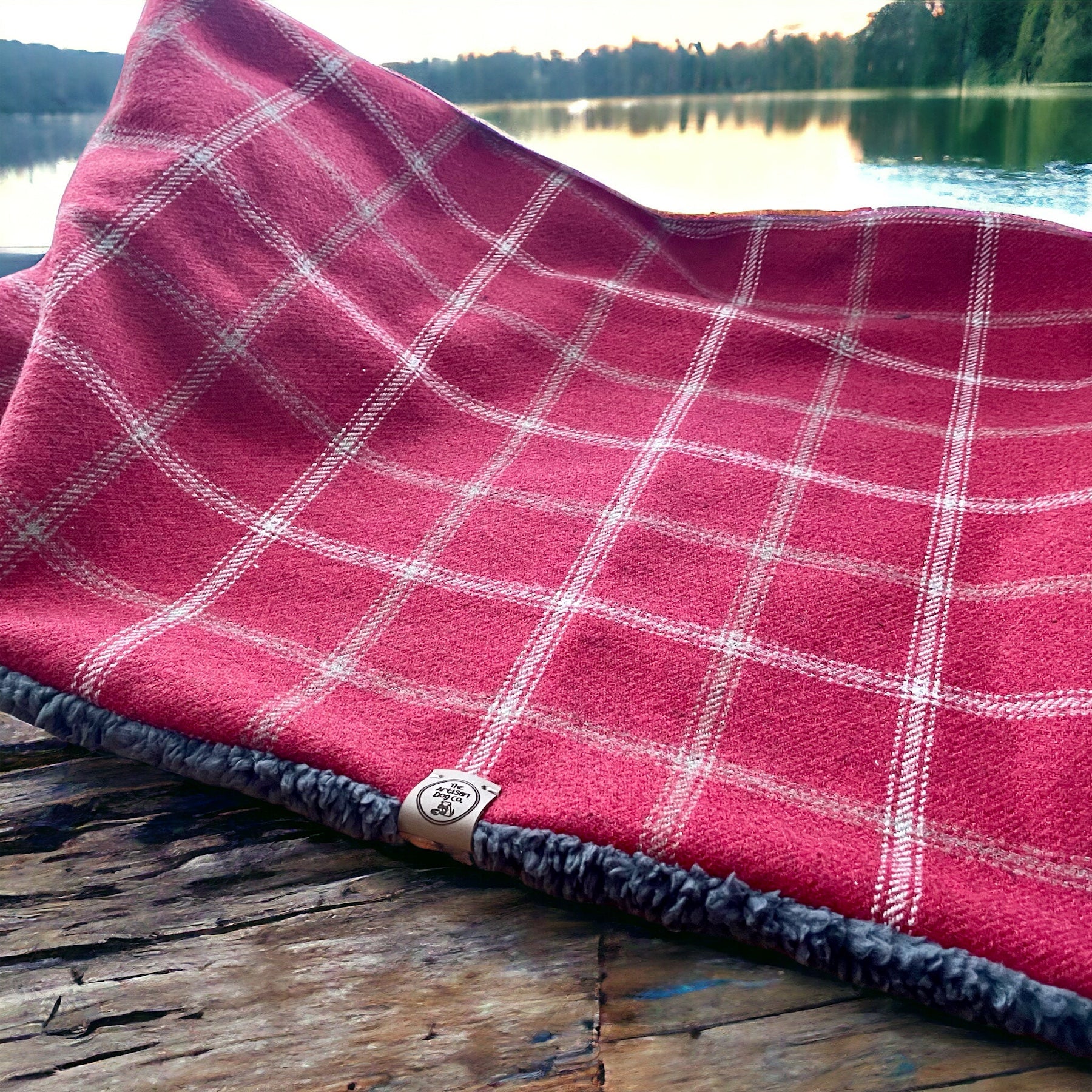 Luxury Handcrafted Red Check Dog Blanket